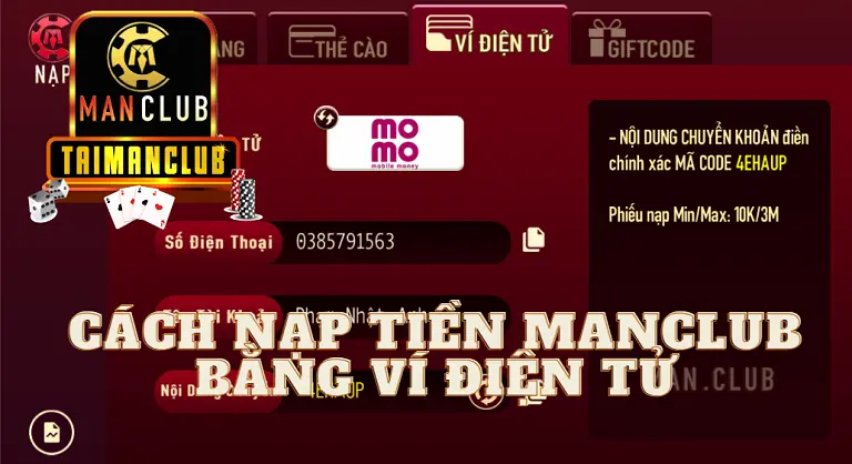 Cách nạp tiền MANCLUB qua ví điện tử